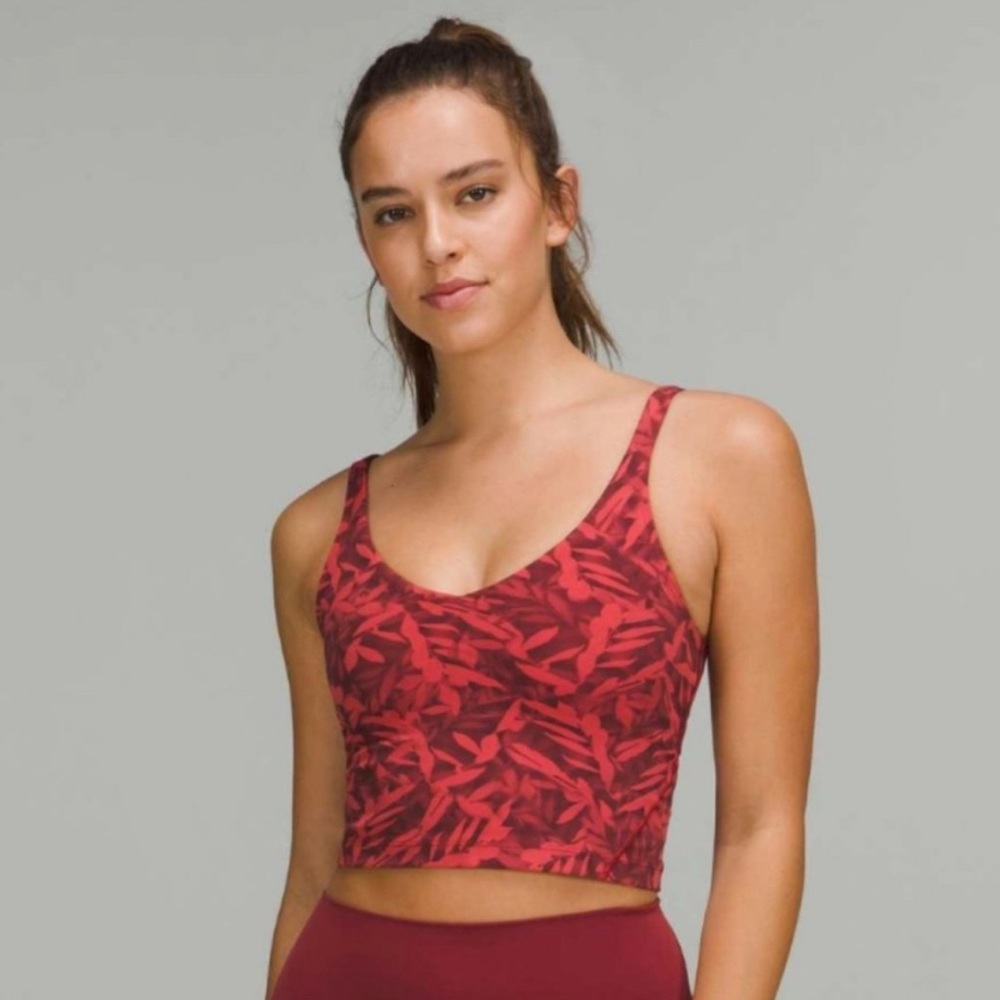 Lululemon Align Cropped Tank Top Spray Leaf Fireside Red -Size 2